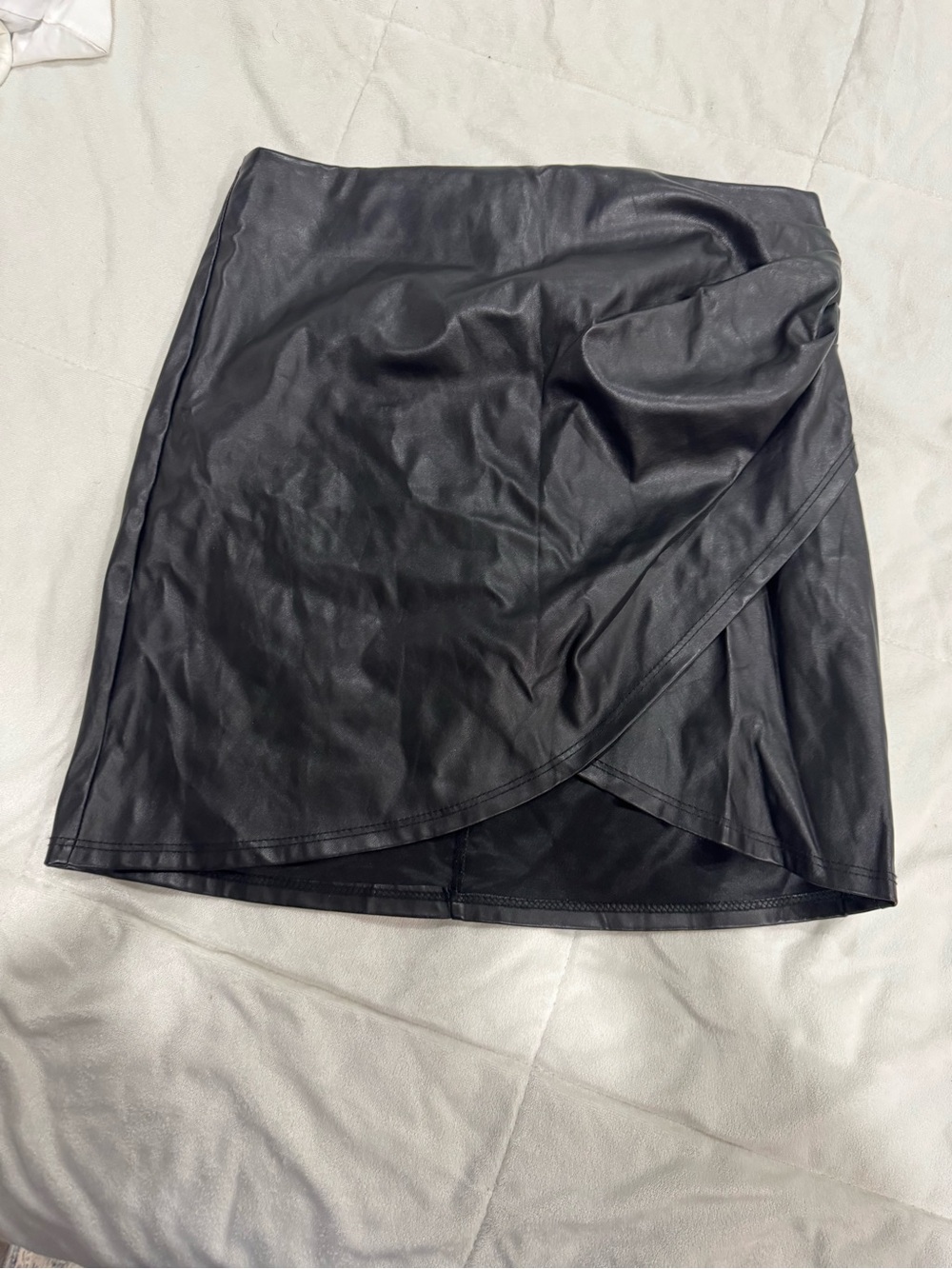 Windsor Black Faux Leather Wrap Skirt - Women